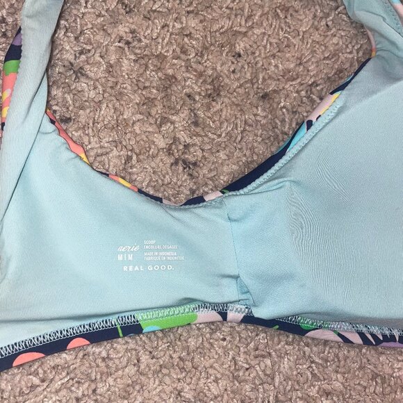 Aerie Navy Floral Scoop Neck Bikini Top - Picture 4 of 4